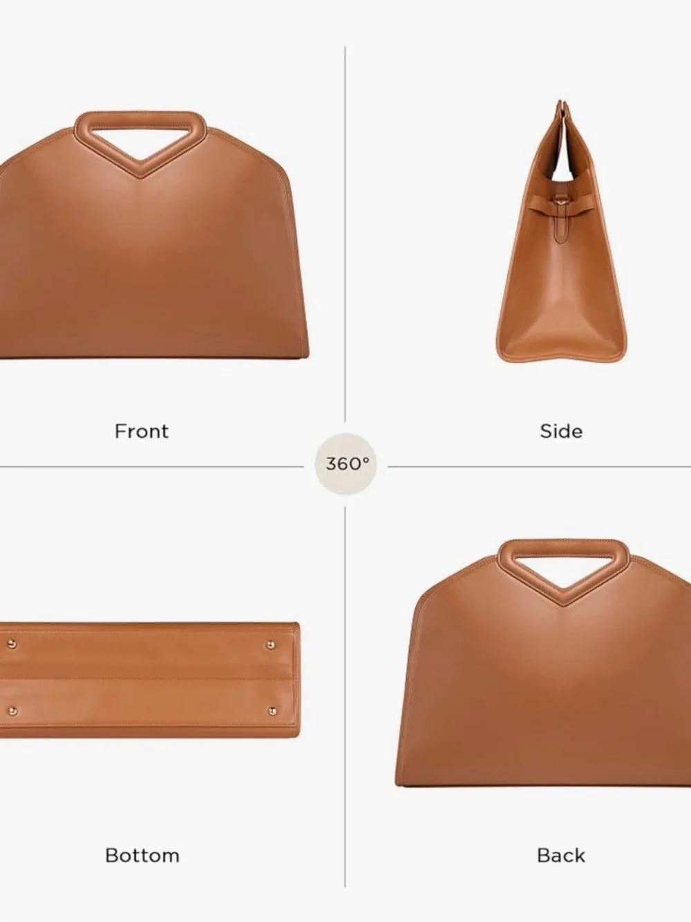 Cognac PU Leather laptop Shoulder Bag with Top Handle